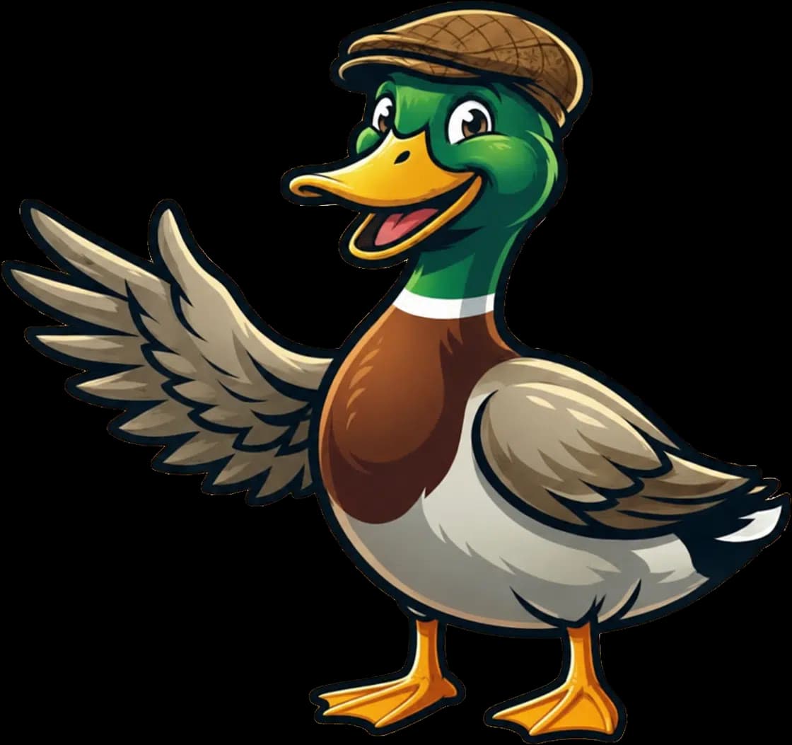 Lucky the duck mascot of Emerald
