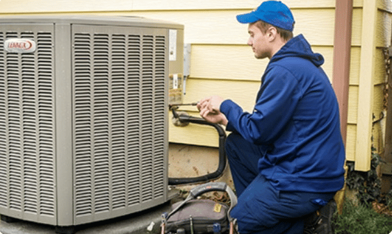 technician performing ac installation bowmansville